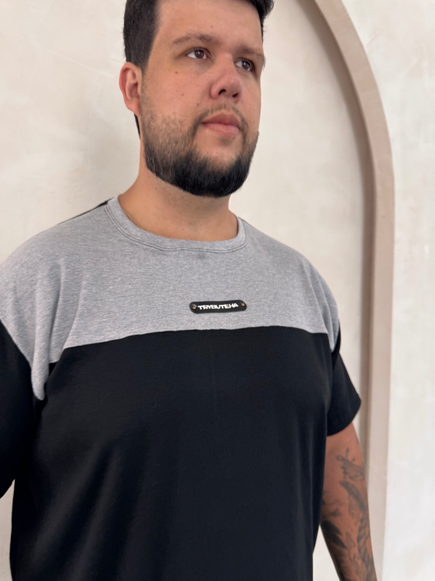 Camisa Titan Canelada Bicolor - Cinza + Preto