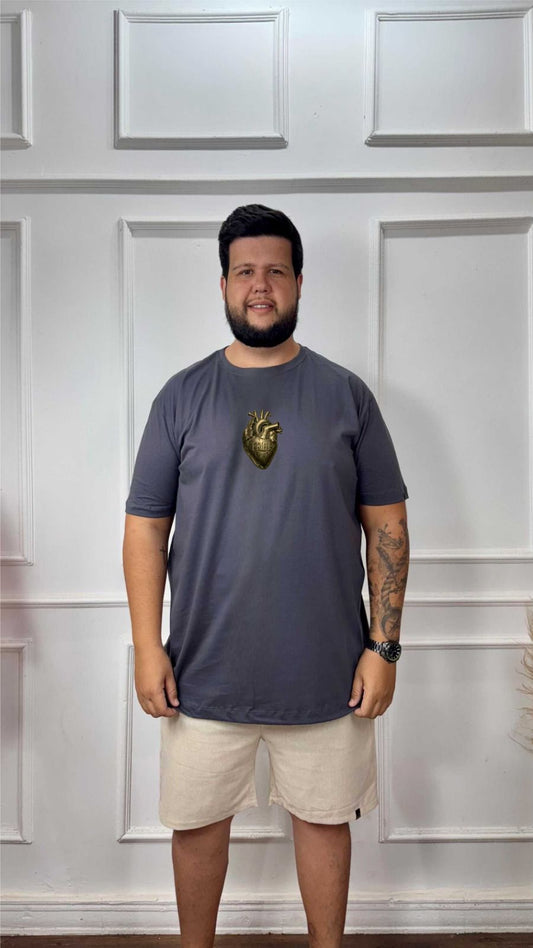 CAMISA PLUS SIZE SILK CORAÇÃO DE OURO