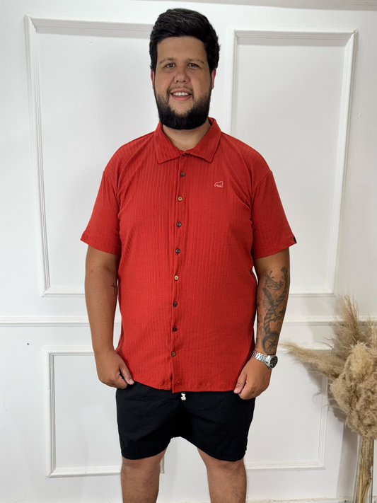 CAMISA SOCIAL TERRACOTA - PLUS SIZE