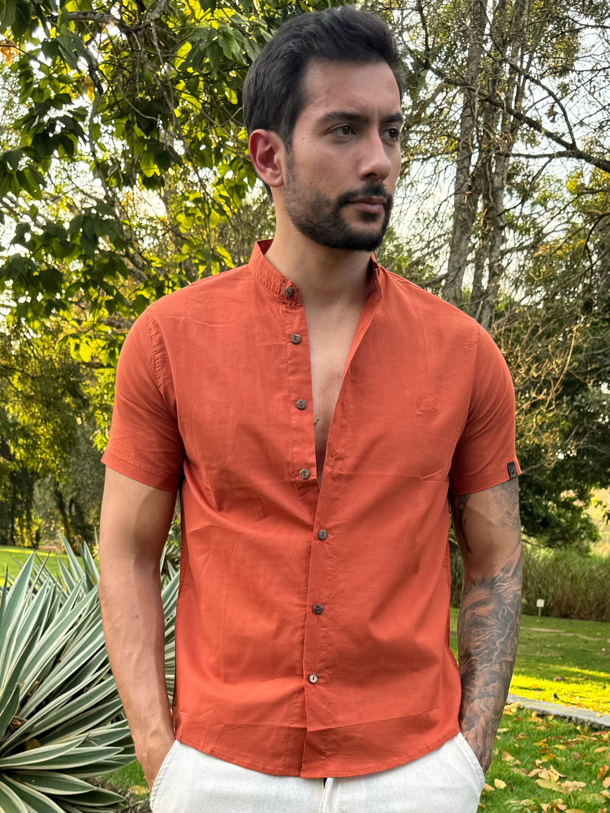 CAMISA SOCIAL LINHO TERRACOTA