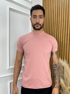 CAMISETA GOLA ALTA ROSA