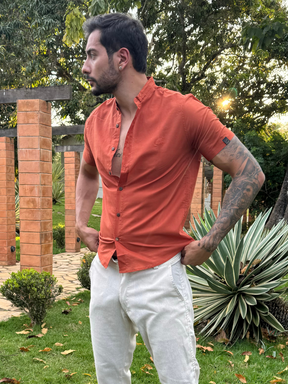 CAMISA SOCIAL LINHO TERRACOTA