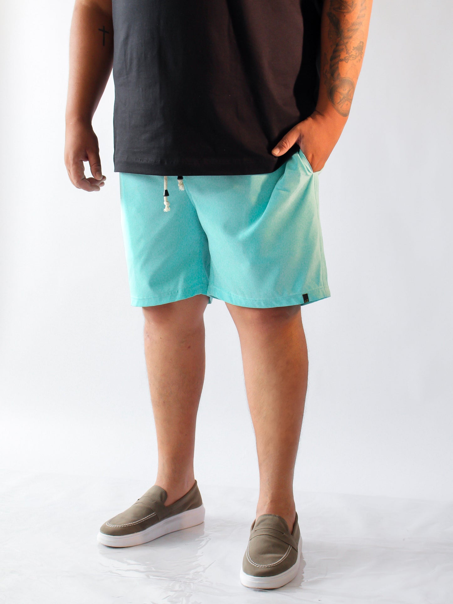 SHORT TACTEL VERDE ÁGUA PLUS SIZE