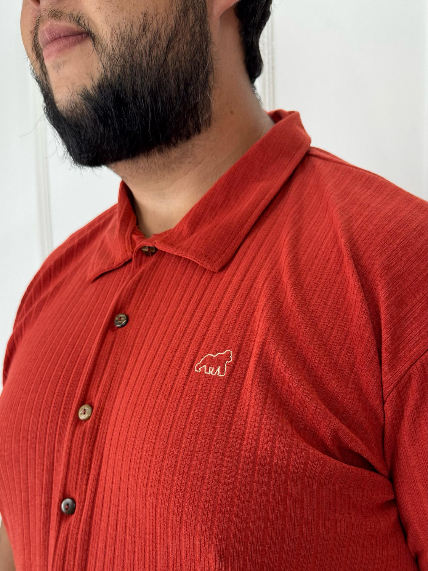 CAMISA SOCIAL TERRACOTA - PLUS SIZE