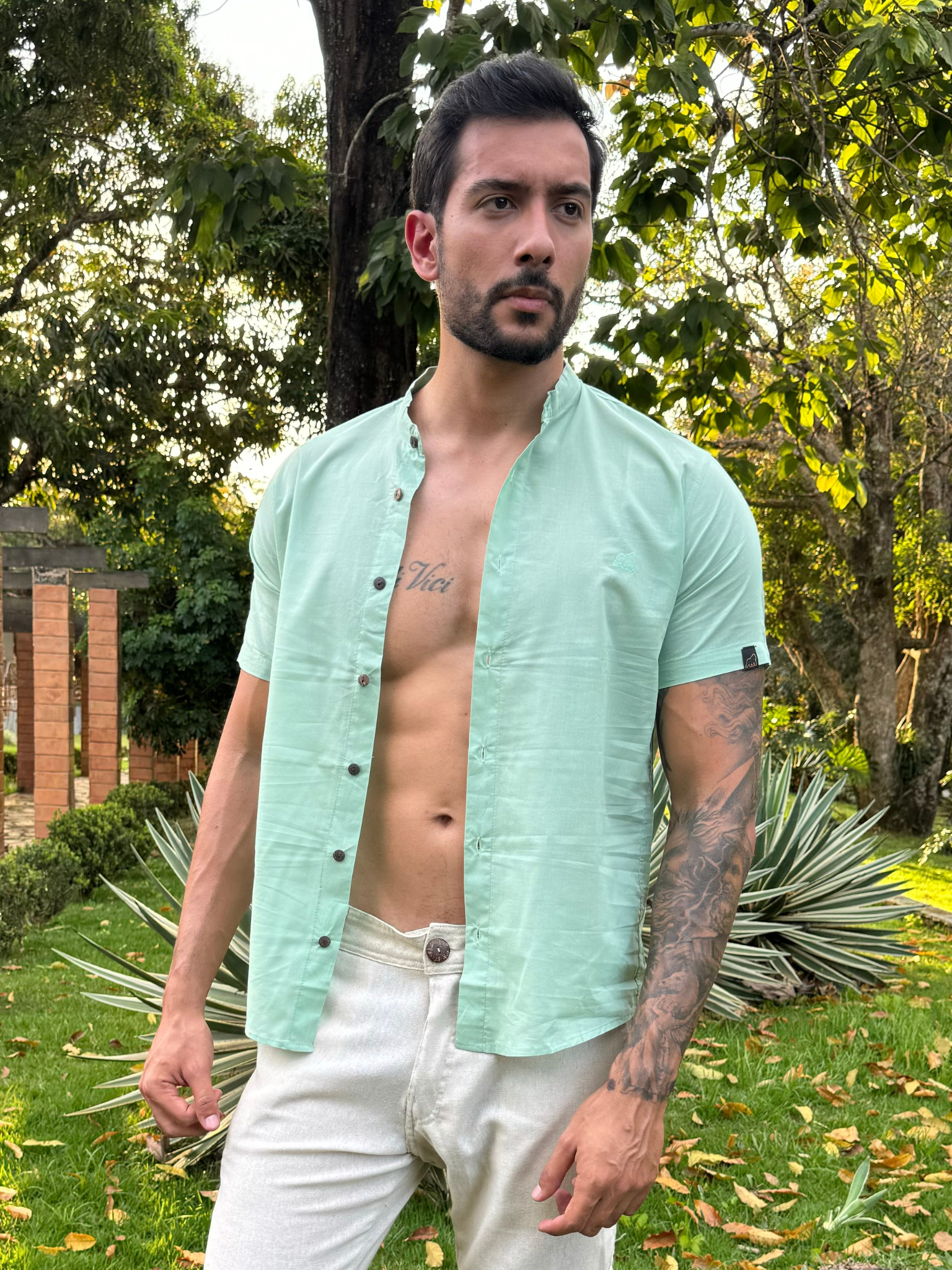 CAMISA SOCIAL LINHO VERDE