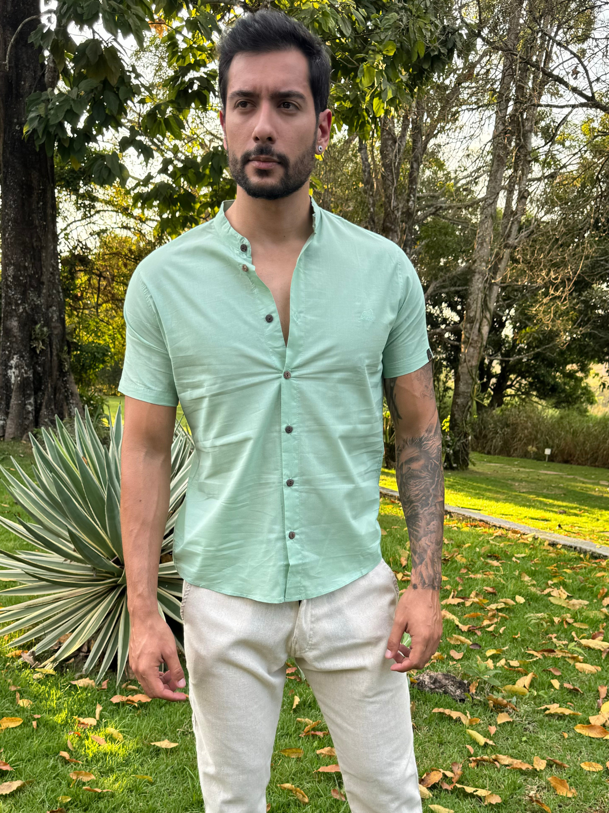 CAMISA SOCIAL LINHO VERDE