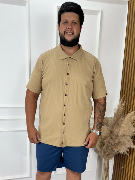 CAMISA SOCIAL BEGE - PLUS SIZE