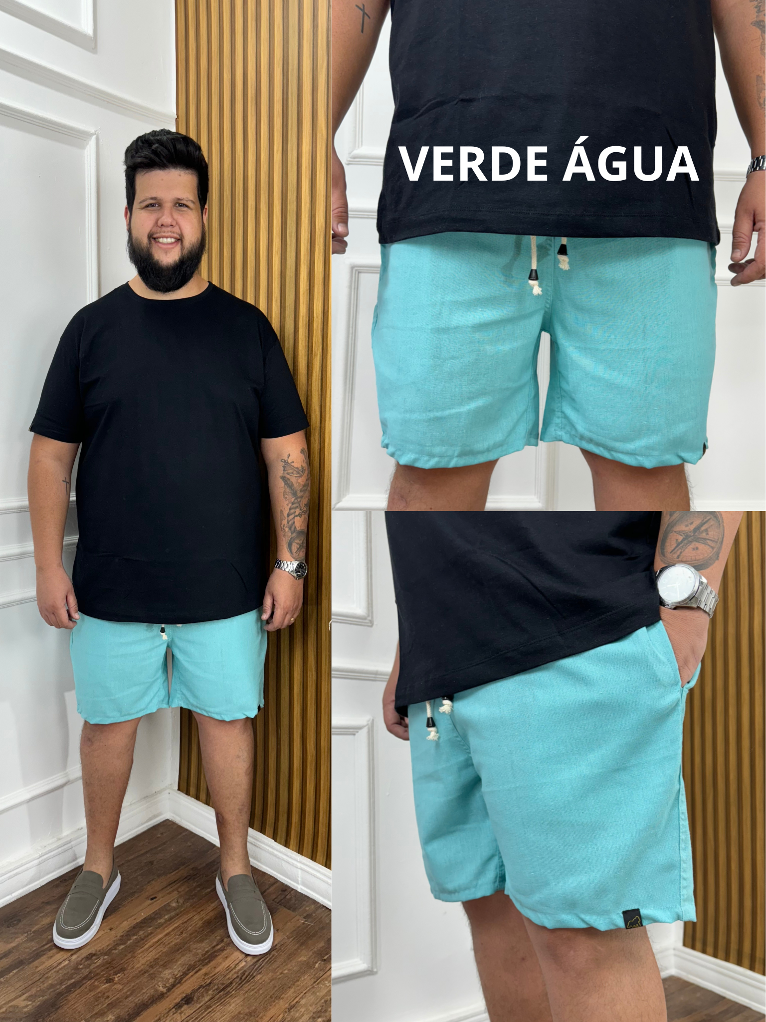 SHORT LINHO VERDE ÁGUA PLUS SIZE