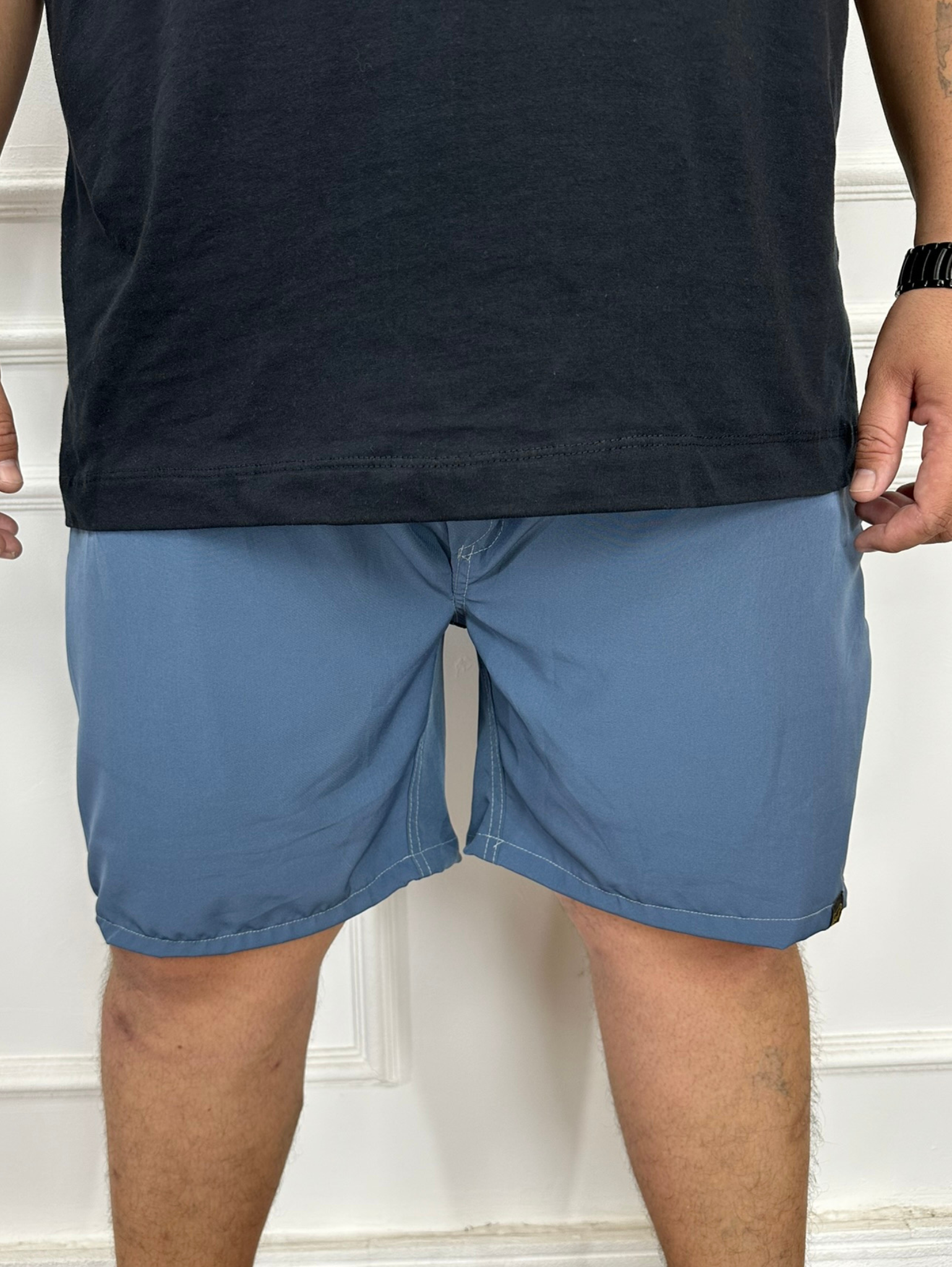 SHORT TACTEL AZUL PLUS SIZE