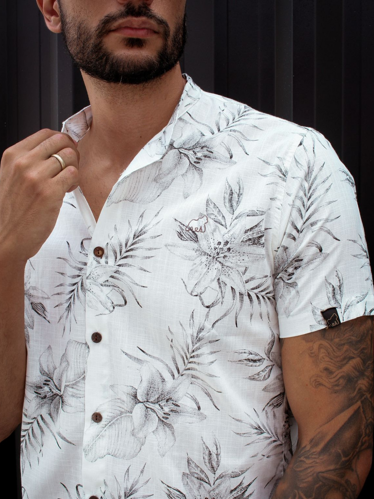 CAMISA SOCIAL LINHO FLORAL