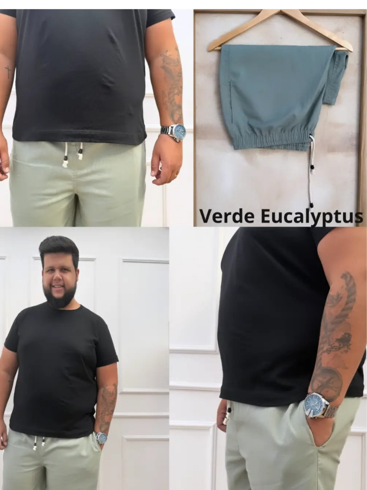 SHORT LINHO VERDE EUCALYPTUS PLUS SIZE