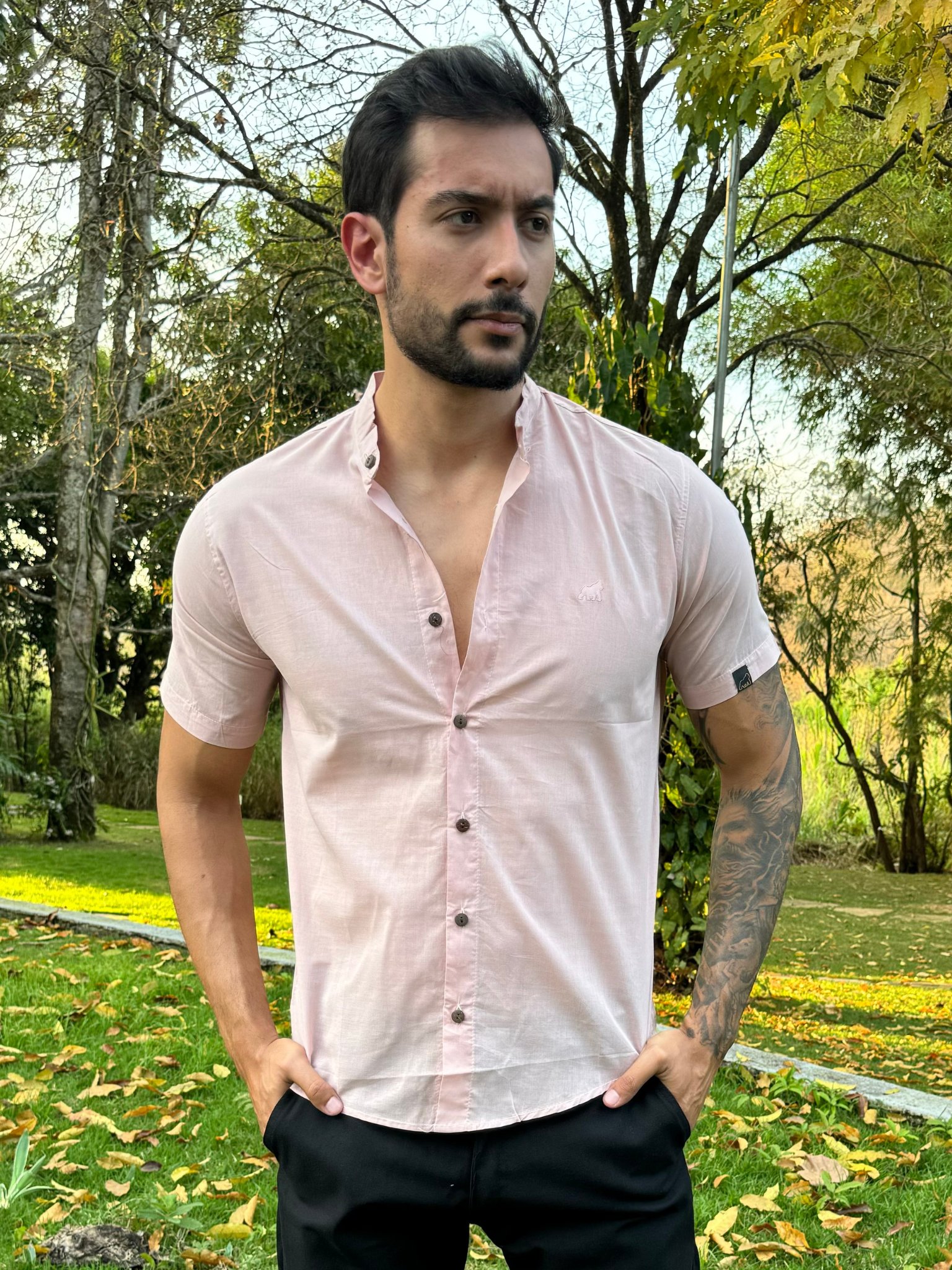 CAMISA SOCIAL LINHO ROSA