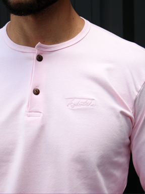 CAMISA HENLEY MANGA LONGA ROSA