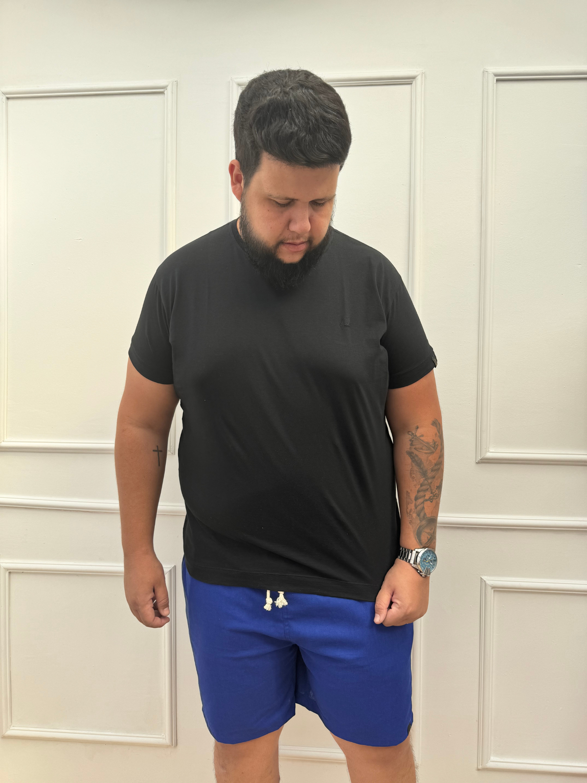 SHORT LINHO AZUL ROYAL PLUS SIZE