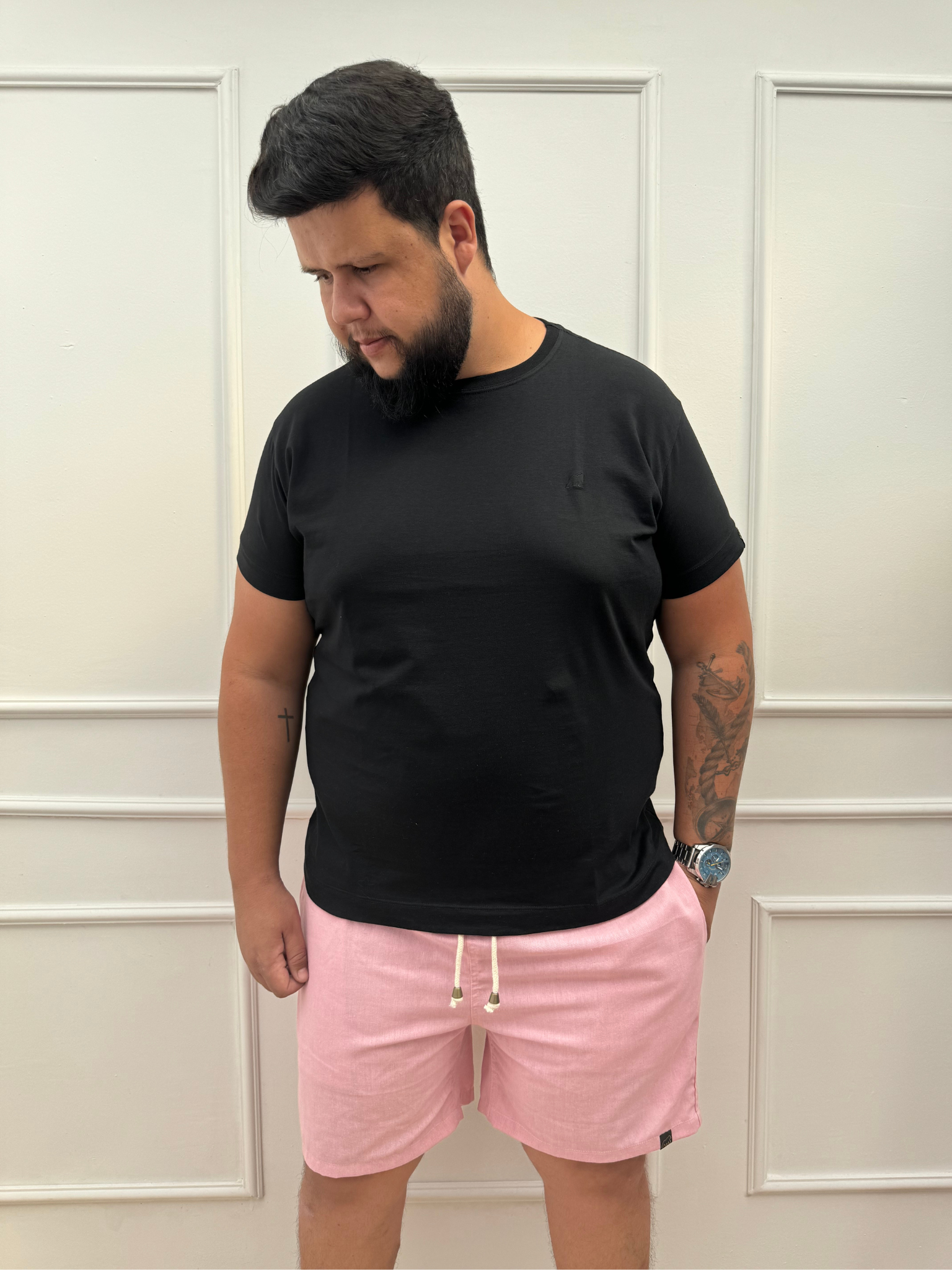 SHORT LINHO ROSA BEBÊ PLUS SIZE