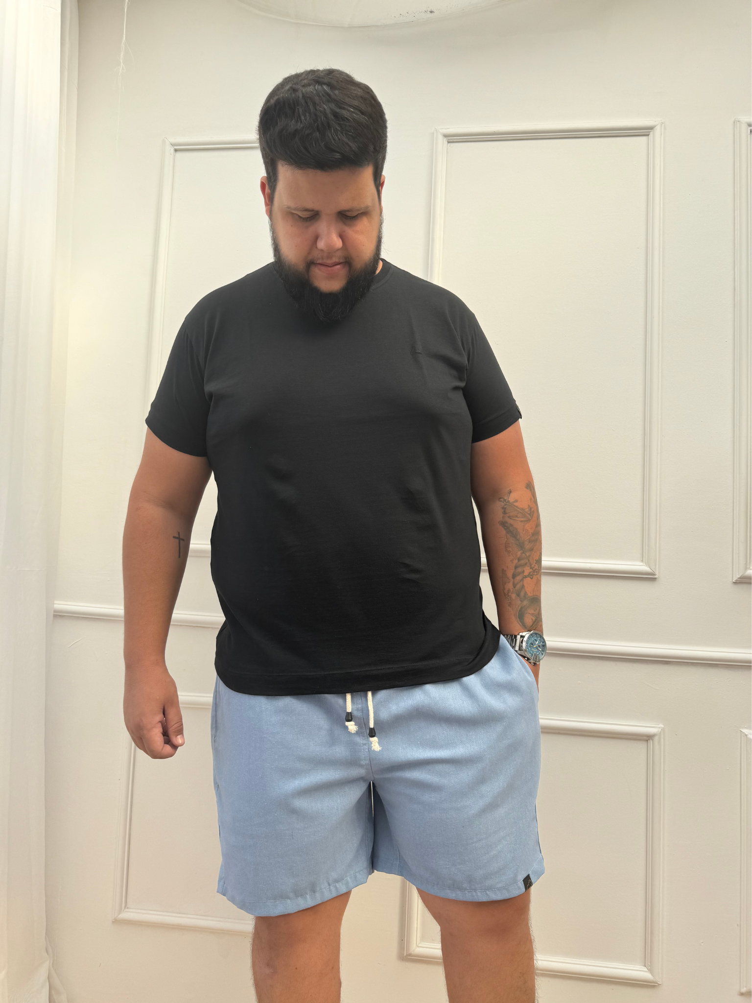 SHORT LINHO AZUL CÉU PLUS SIZE