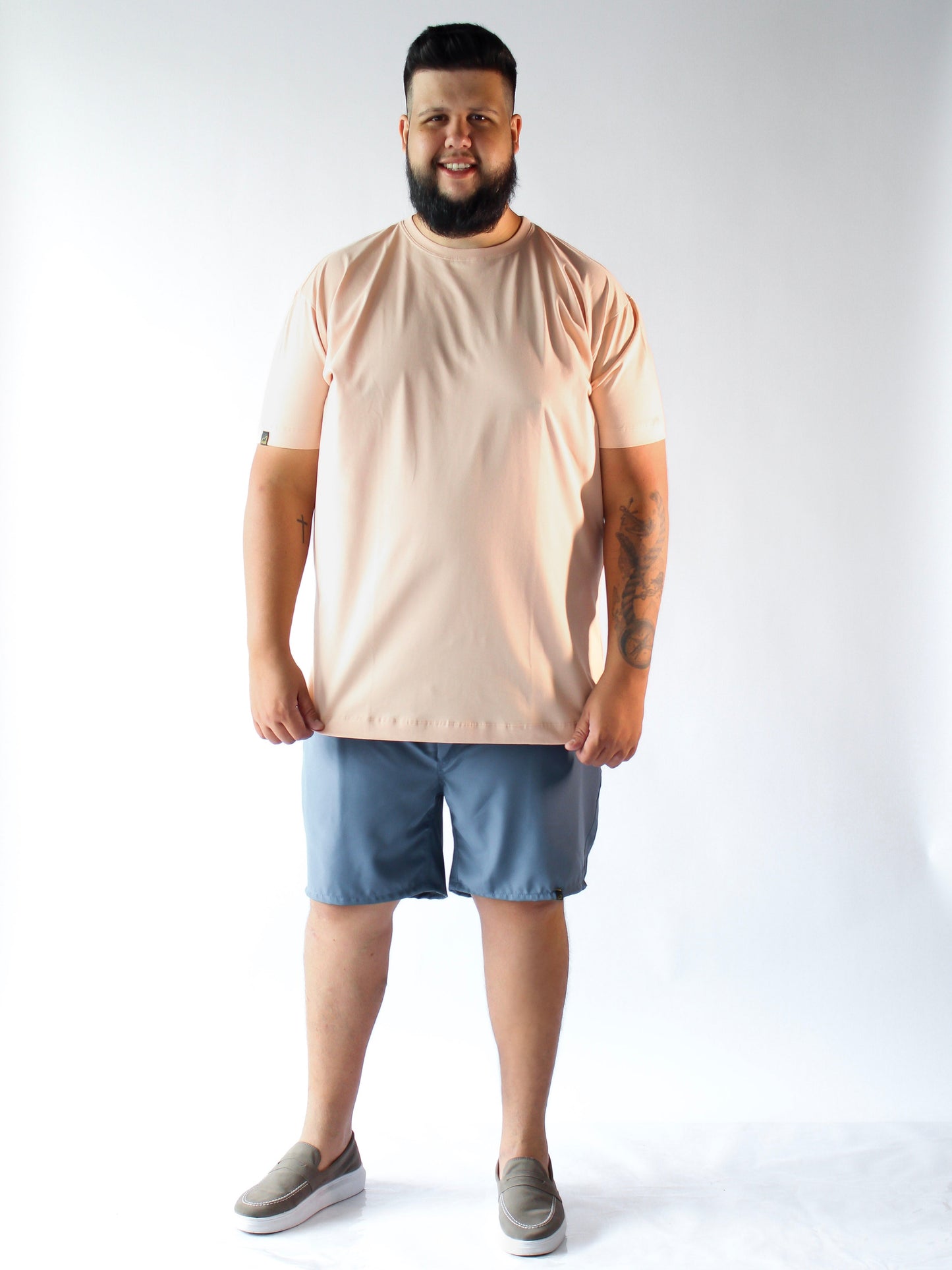 SHORT TACTEL AZUL PLUS SIZE