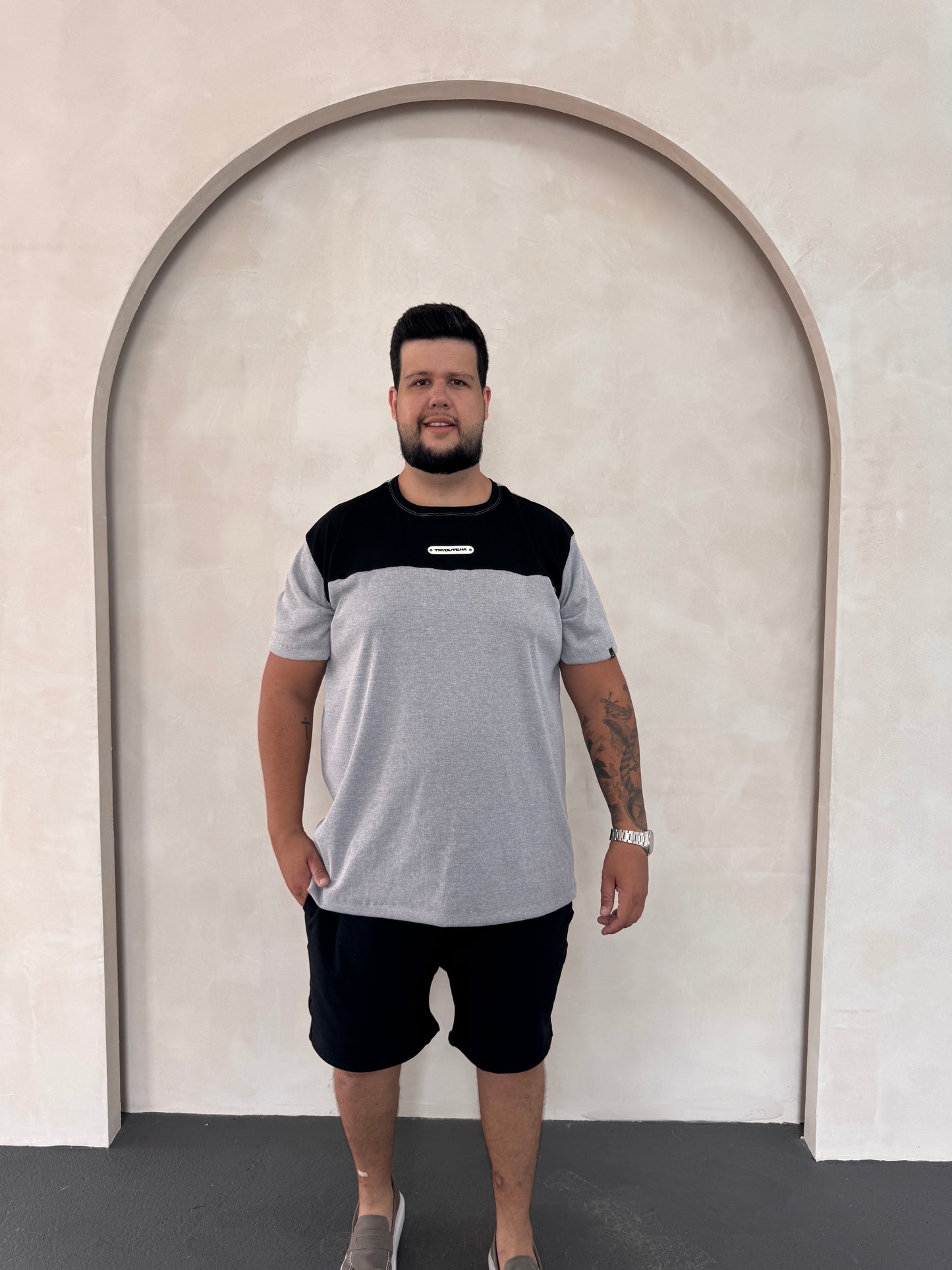 Camisa Titan Canelada Bicolor - Preto + Cinza