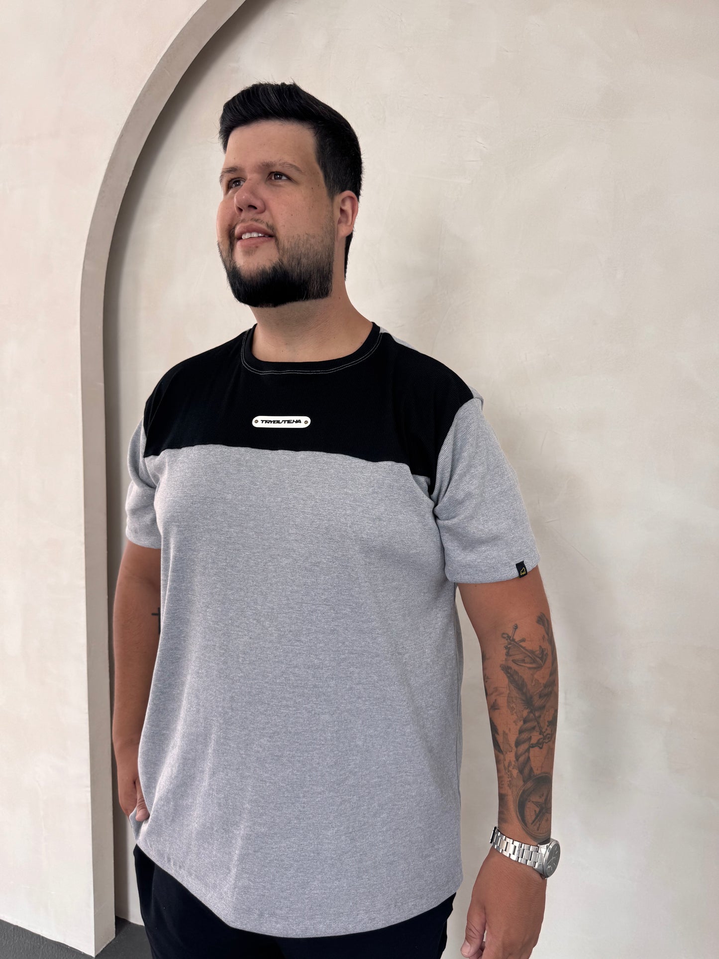 Camisa Titan Canelada Bicolor - Preto + Cinza