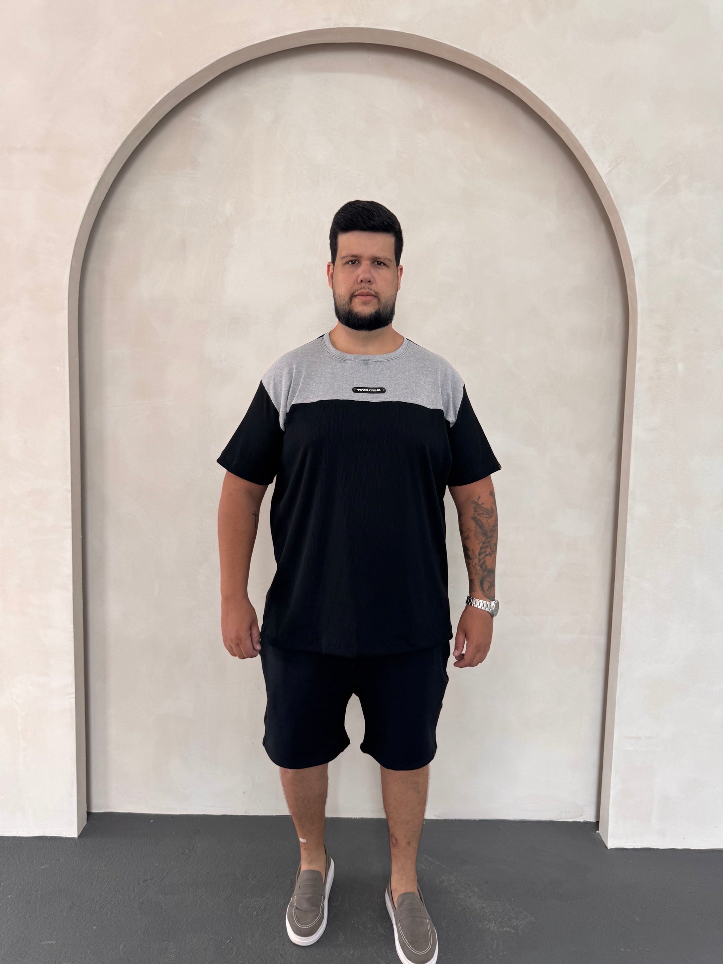 Camisa Titan Canelada Bicolor - Cinza + Preto