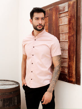 CAMISA SOCIAL GOLA PADRE ROSA CLARO