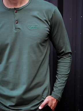 CAMISA HENLEY MANGA LONGA VERDE