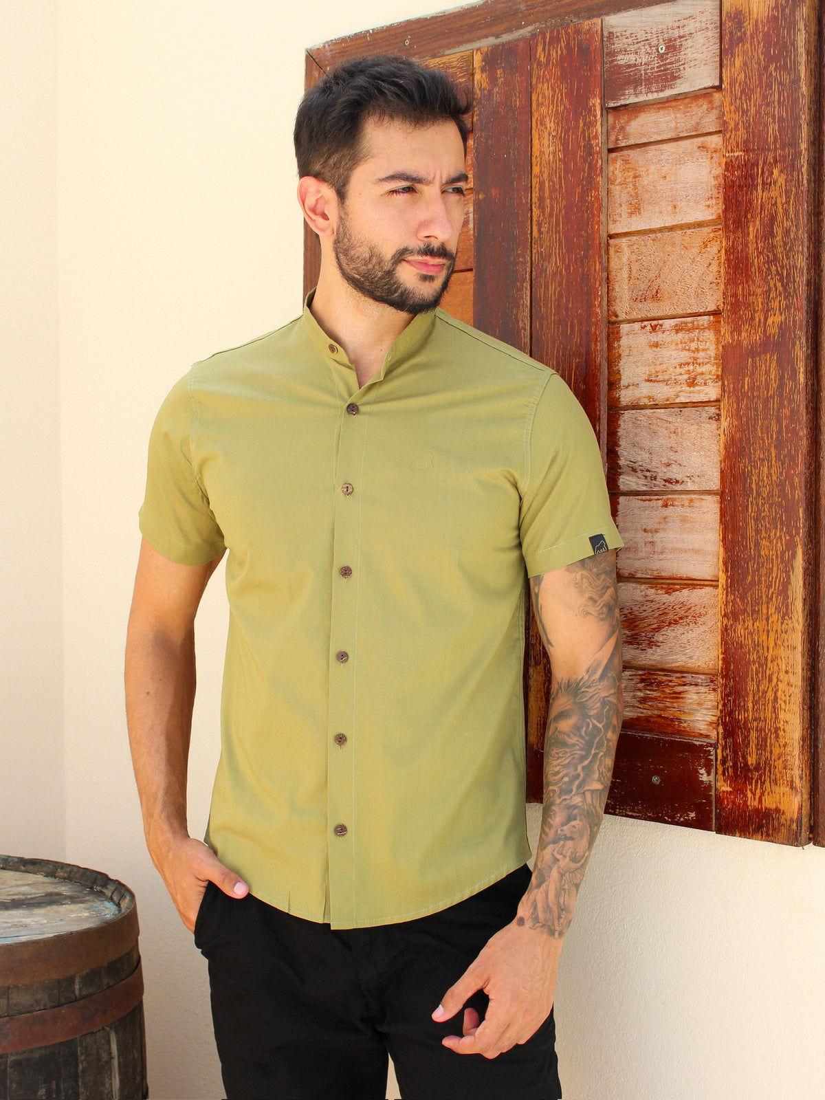 CAMISA SOCIAL GOLA PADRE VERDE