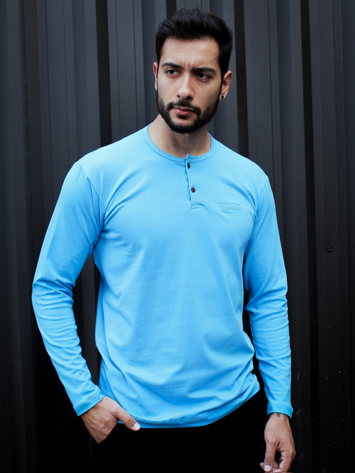 CAMISA HENLEY MANGA LONGA AZUL CÉU