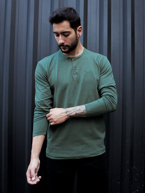 CAMISA HENLEY MANGA LONGA VERDE