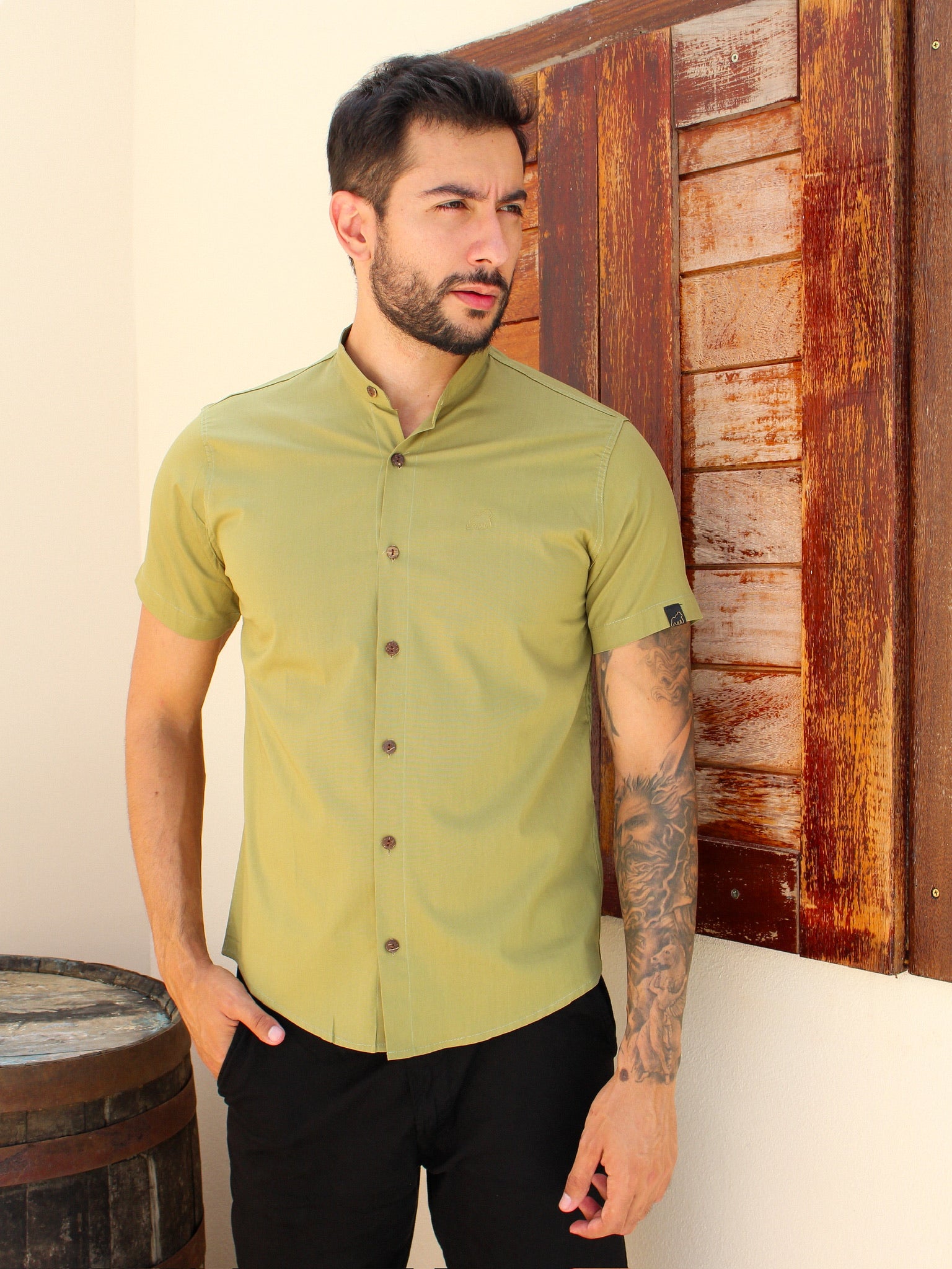 CAMISA SOCIAL GOLA PADRE VERDE