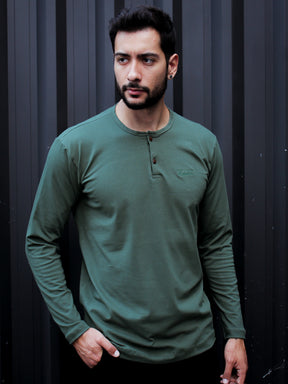 CAMISA HENLEY MANGA LONGA VERDE