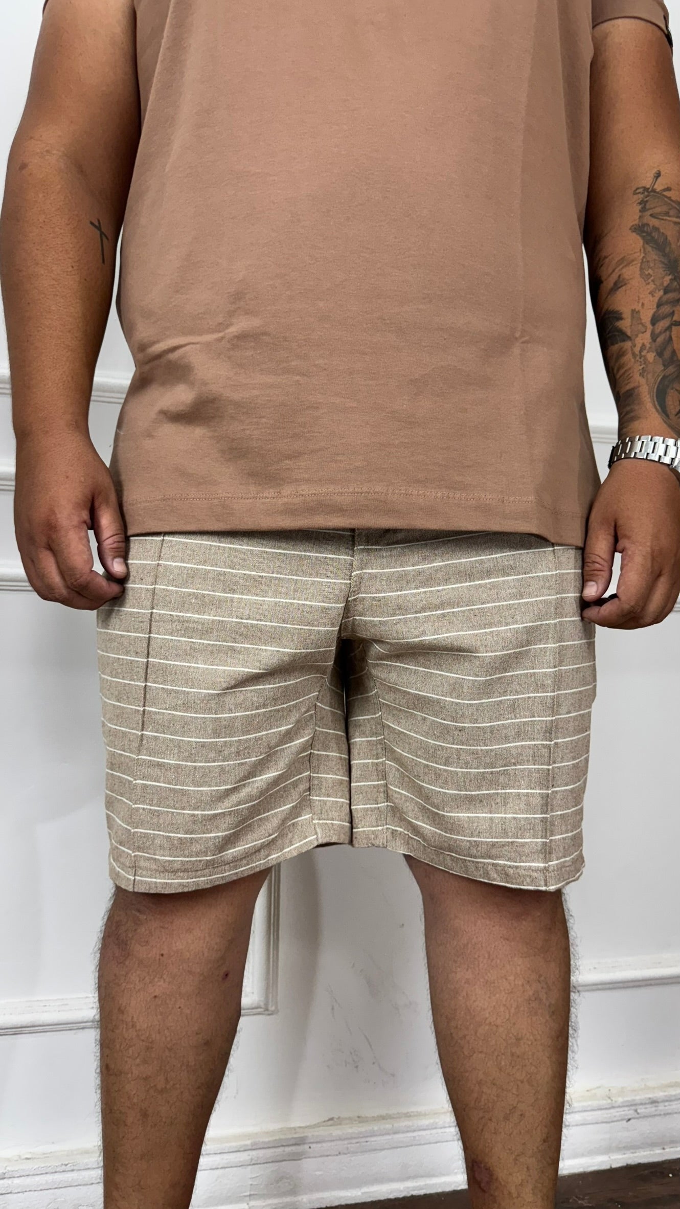 BERMUDA SOCIAL LISTRADA- PLUS SIZE