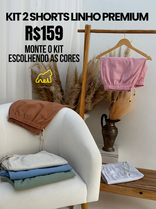 KIT 2 SHORTS DE LINHO CASUAL PLUS MASCULINO 159,90 - ESCOLHA AS CORES