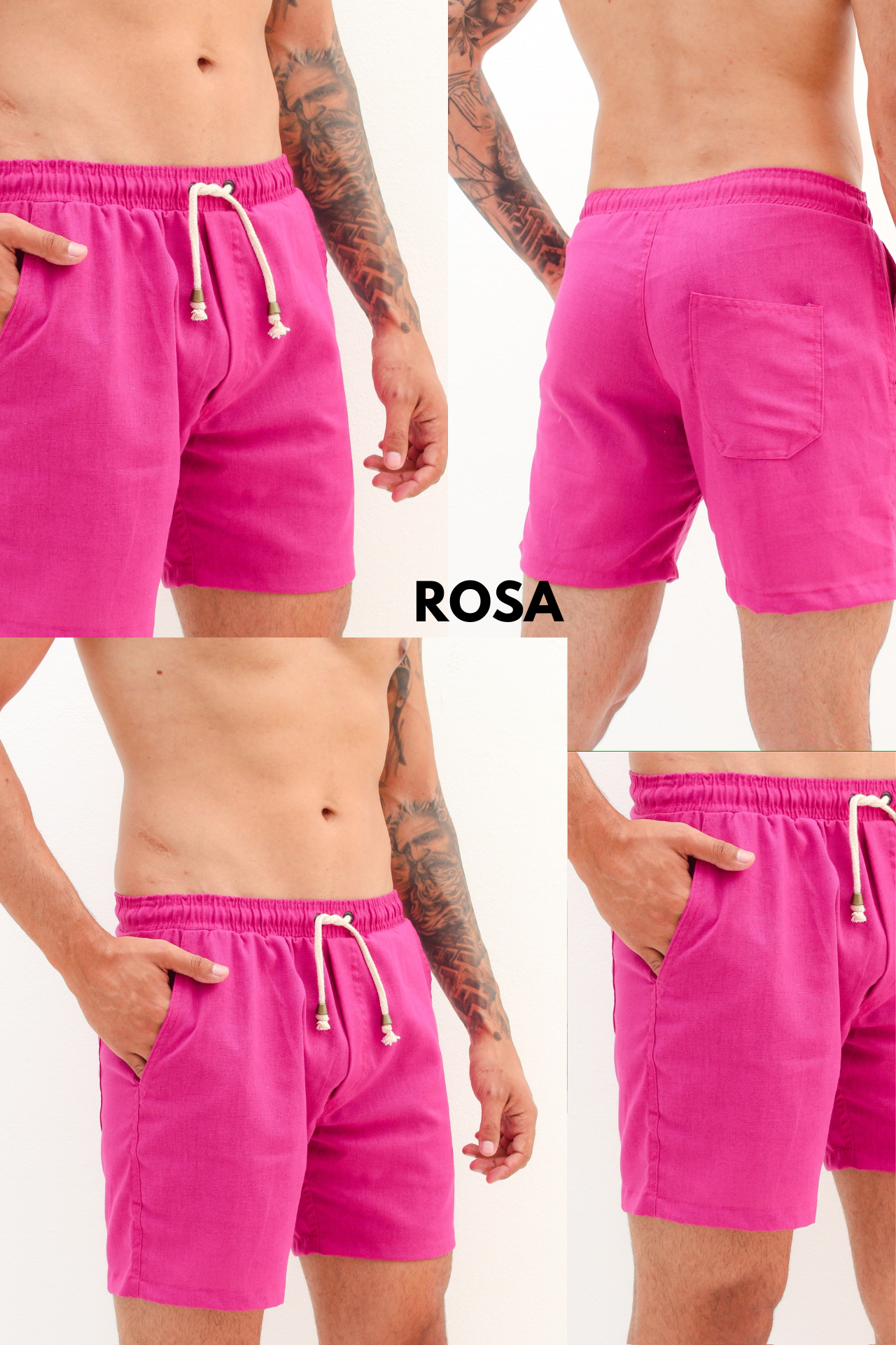 KIT 3 SHORTS DE LINHO CASUAL MASCULINO 259,90  - ESCOLHA AS CORES