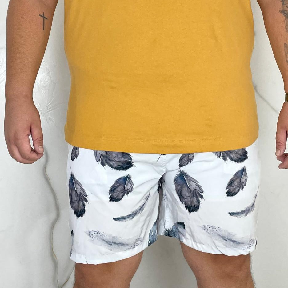 SHORT PENAS PRETO E BRANCO PLUS SIZE