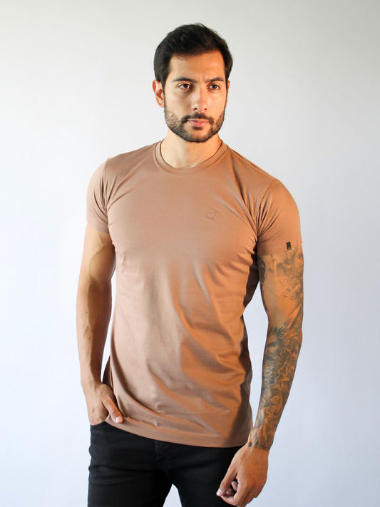 T-SHIRT BÁSICA MARROM CLARO
