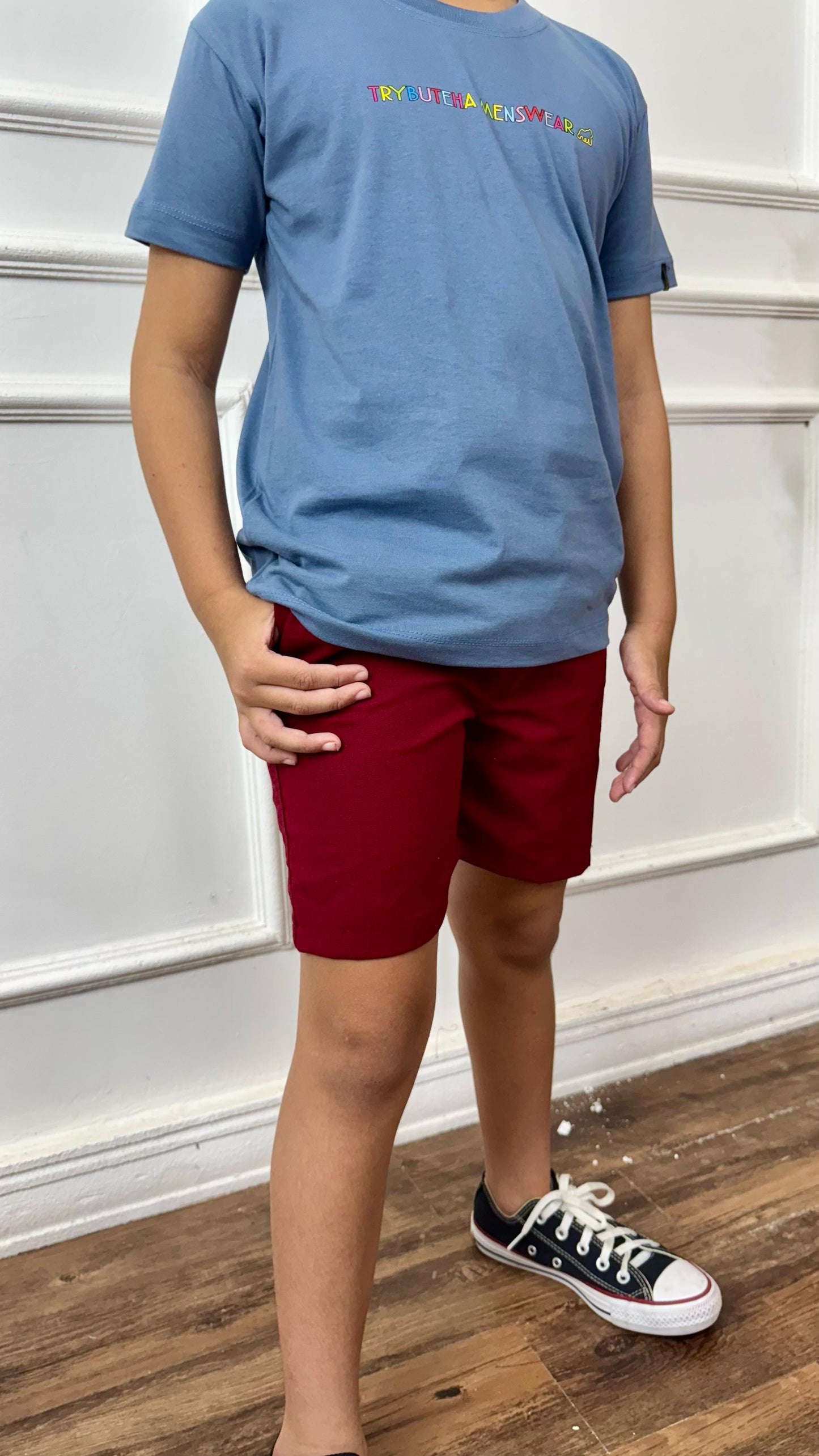 SHORT LINHO BORDÔ  KIDS