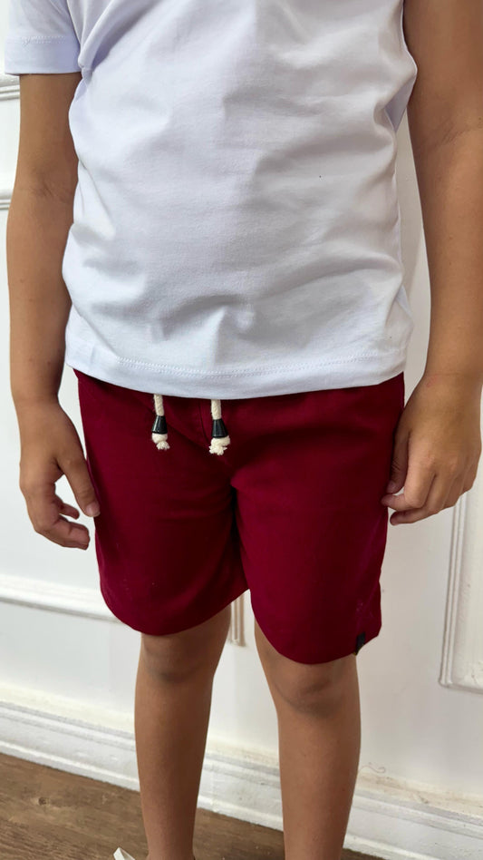 SHORT LINHO BORDÔ  KIDS
