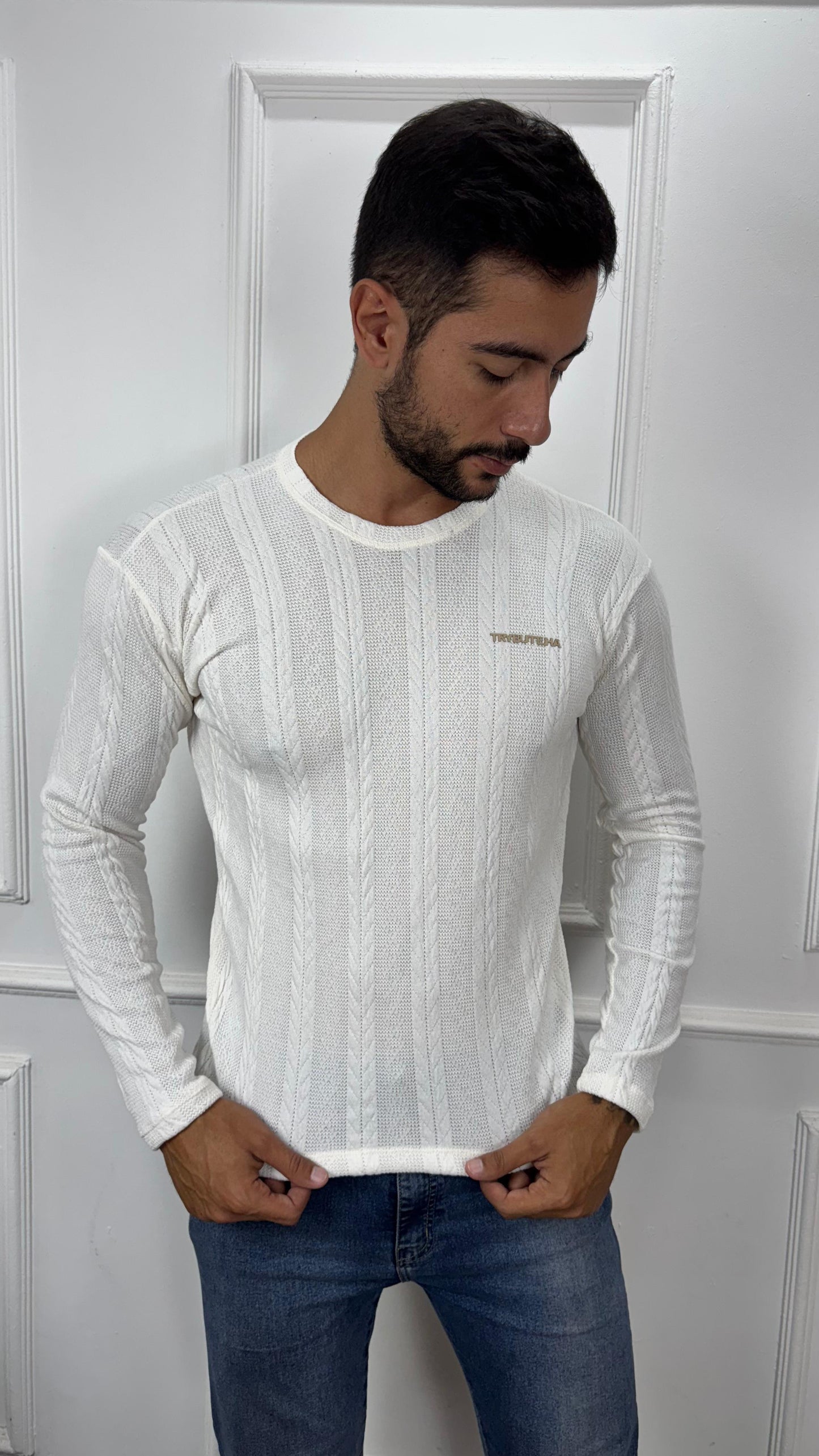 CAMISA MANGA LONGA TRICÔ - BRANCA