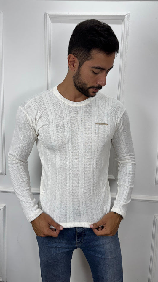 CAMISA MANGA LONGA TRICÔ - BRANCA