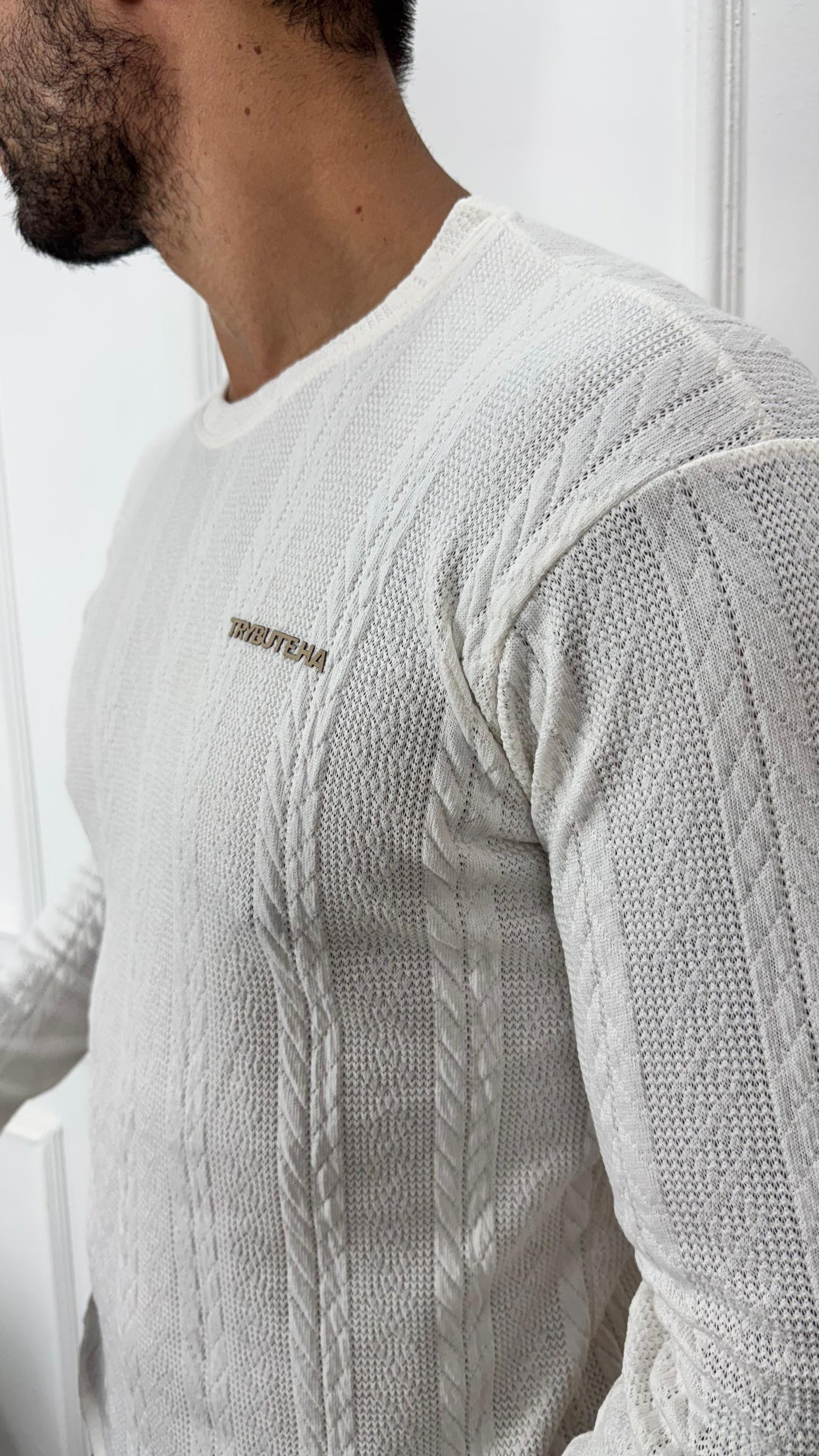 CAMISA MANGA LONGA TRICÔ - BRANCA