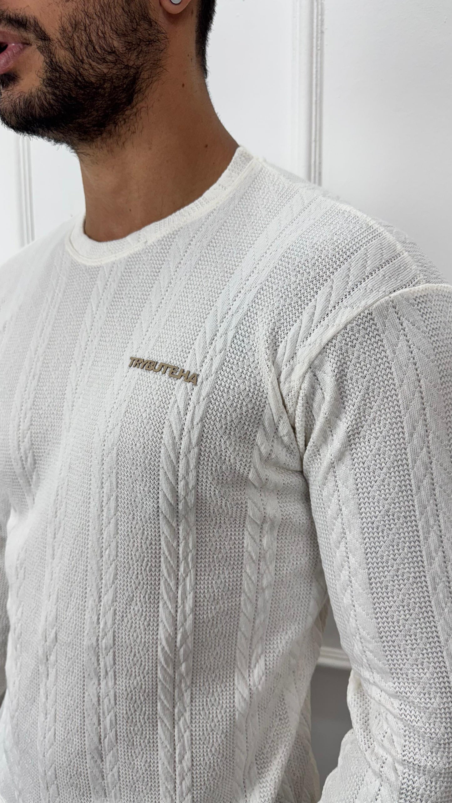 CAMISA MANGA LONGA TRICÔ - BRANCA