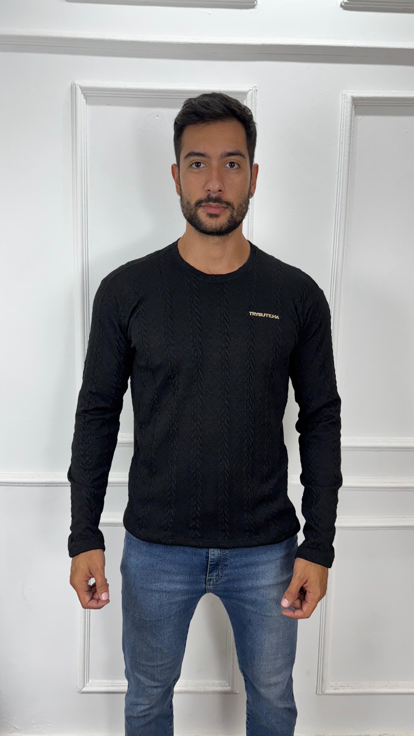 CAMISA MANGA LONGA TRICÔ - PRETA