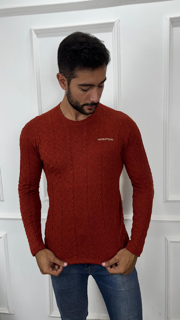 CAMISA MANGA LONGA TRICÔ - TERRACOTA