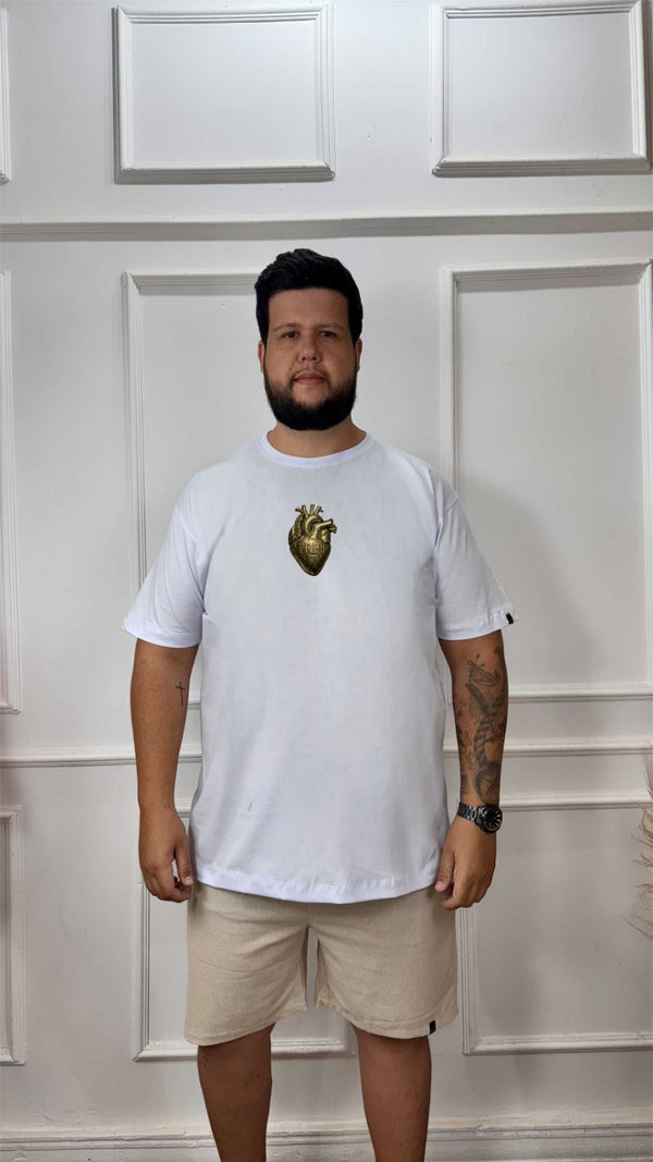 CAMISA PLUS SIZE SILK CORAÇÃO DE OURO