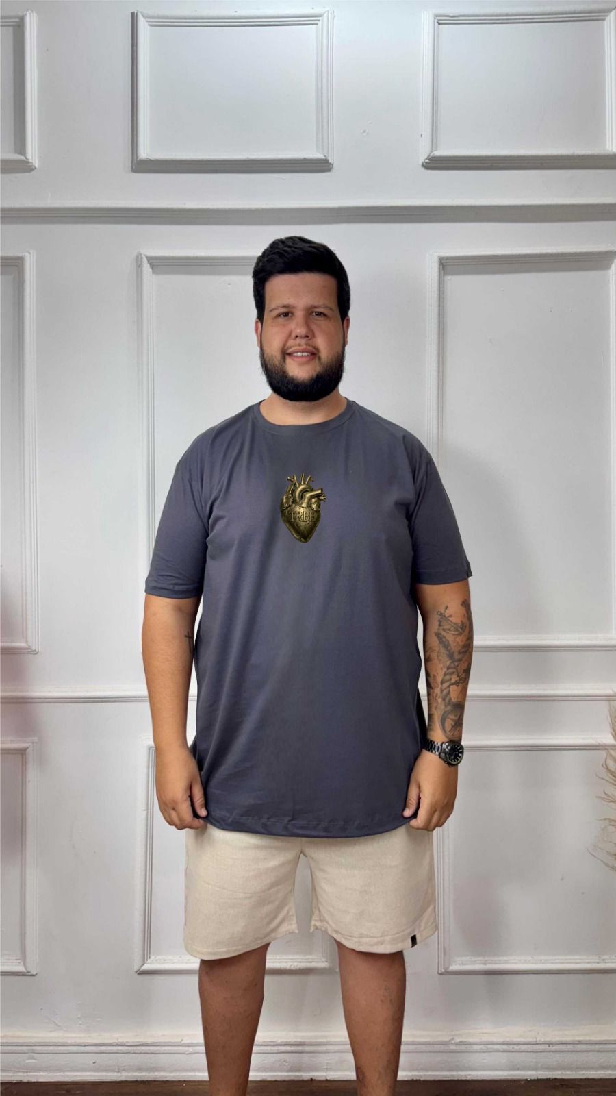 CAMISA PLUS SIZE SILK CORAÇÃO DE OURO