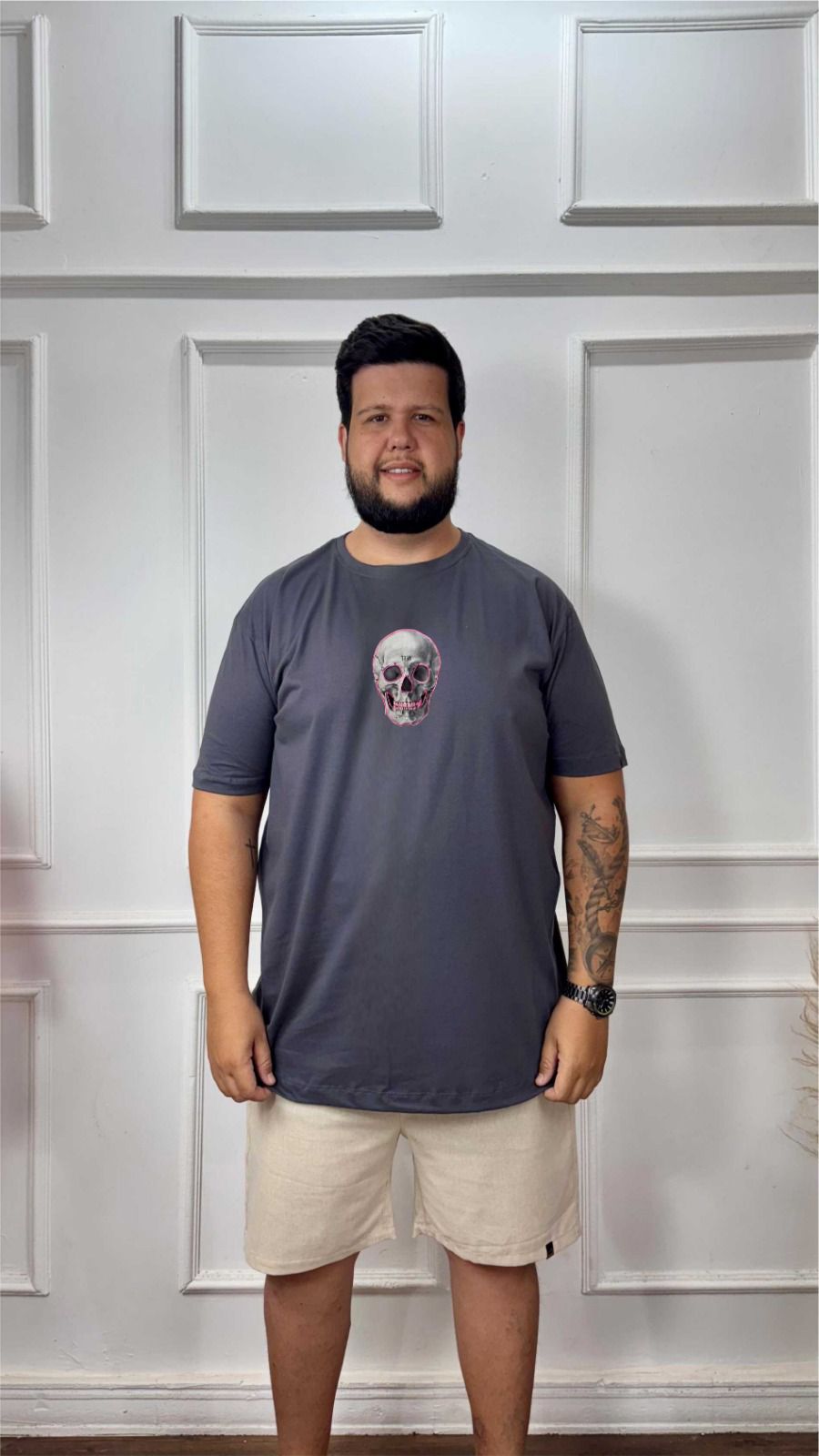 CAMISA PLUS SIZE SILK CAVEIRA