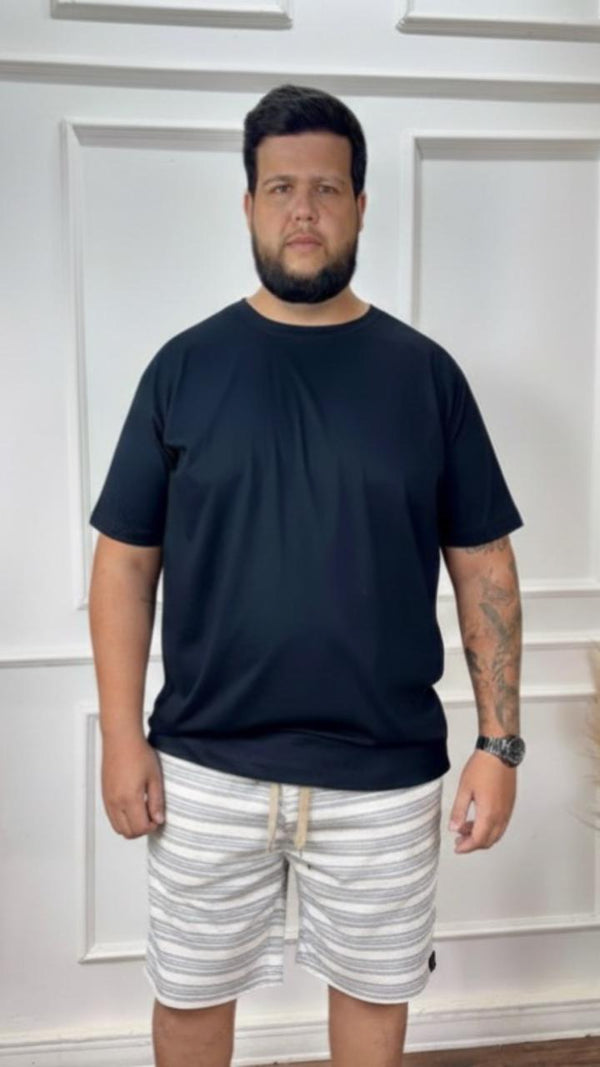 SHORT LINHO LISTRADO OFF WHITE