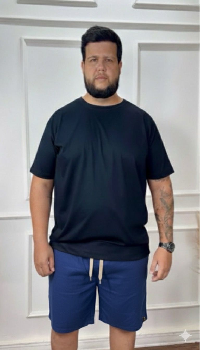 SHORT LINHO AZUL ESCURO PLUS SIZE