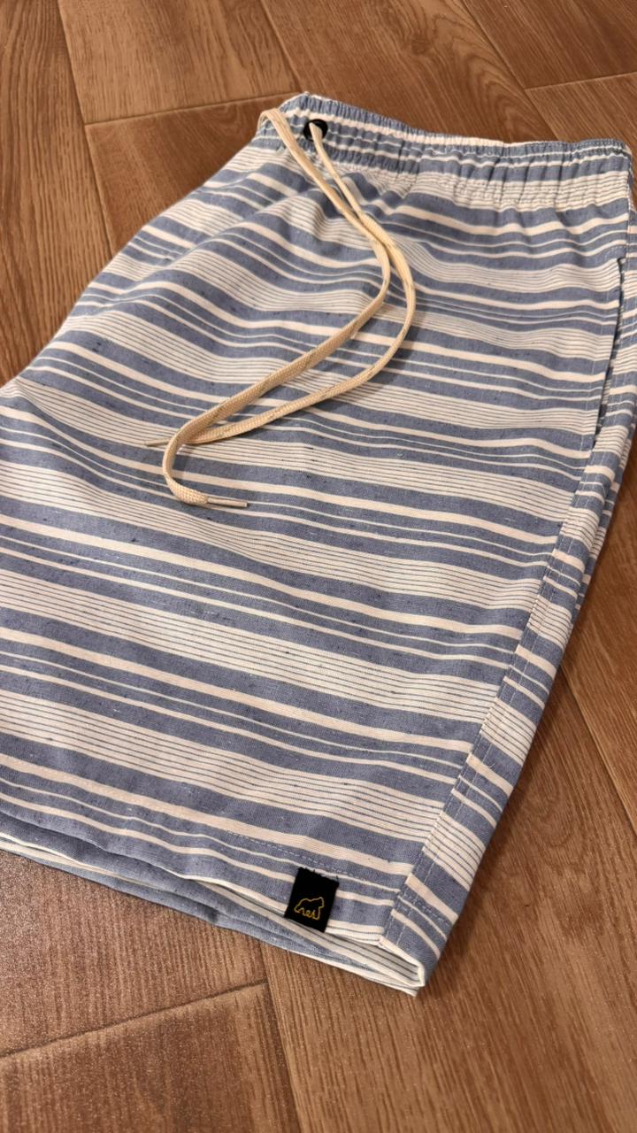 SHORT LINHO AZUL LISTRADO PLUS SIZE